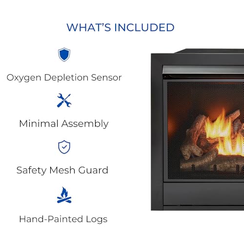 Duluth Forge Dual Fuel Ventless Gas Fireplace Insert, Remote Control, 9 Fire Logs, Use with Natural Gas or Liquid Propane, 32000 BTU, Heats up to 1500 Sq. Ft., Black - Image 3