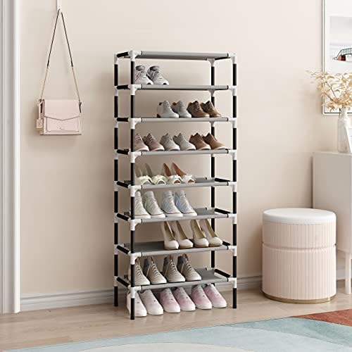 AcornFort® S-113 8 Tiers Adjustable Shoe Storage Shoe Rack Organiser Shelf Hold Stand for 24 Pairs Shoes, Using Thickened Electrophoresis Tubes, Sturdy & Space Saving , Easy Assemble