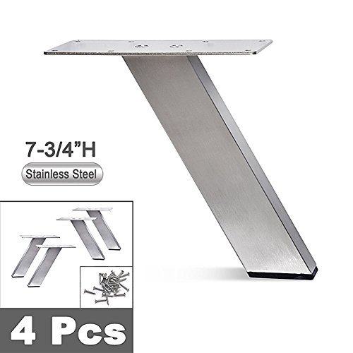 Akb Hardware Stainless Steel Metal Sofa Legs, Furniture Legs, Angled Design, Rectangular Tube, 7-3/4"H - Set Of 4 New (7-3/4"H) #TOP2