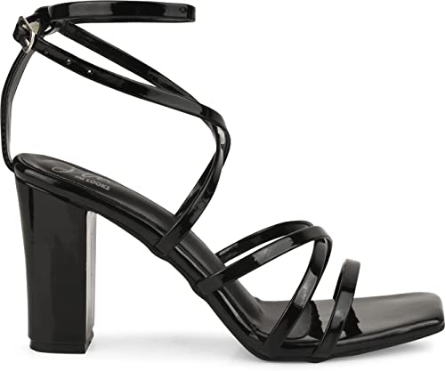Image of JM LOOKS Fashion Casual Strappy Block Heels Sandals For Womens & Girls TSH-1-Black-37-X