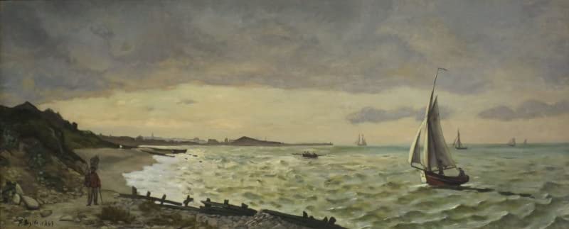Impression d'affiches la plage à Sainte-Adresse Frédéric Bazille en toile haute définition