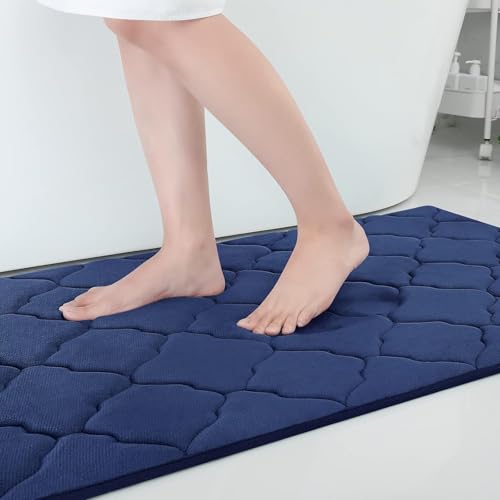 Homaxy Memory Foam Badezimmerteppich rutschfest Badematte Weich Badteppich Saugfähige Badvorleger Waschbar Pflegeleichte Duschvorleger - 60 x 120 cm, Marineblau