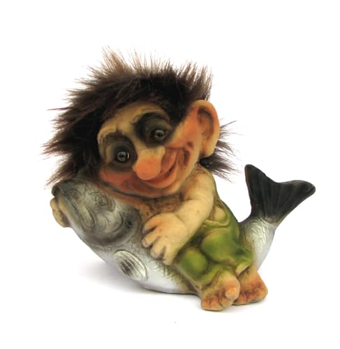 Statuetta da collezione Troll Nyform 227 Con Pesce 2024 Originale Norvegese Norway Ny Form Trolls