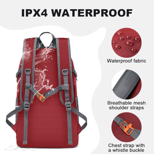 Image of MIYCOO Backpack - Ultra Lightweight Packable Backpack for Travel Camping, Hiking Back Pack Waterproof Foldable Daypack for Men Women Red