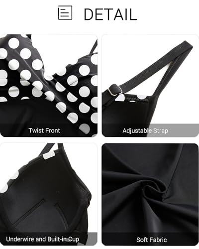 Image of Aqua Eve Women's Underwire Tankini Swimsuit - Twist V Neck Flowy Bathing Suit Top Only, No Bottom