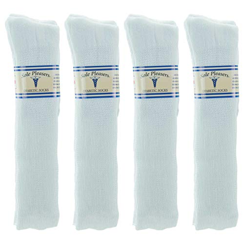 Mdr Diabetic Over The Calf Length Crew Socks (12 Pair Pack) Seamless Cotton Blend Made In Usa (White, 10-13) #TOP3