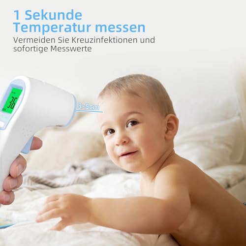Berrcom Fieberthermometer Kontaktloses Infrarot Stirnthermometer für Babys Kinder Erwachsene Digitales Medizinisches Thermometer 3 in 1 mit sofortigen genauen Messwerten