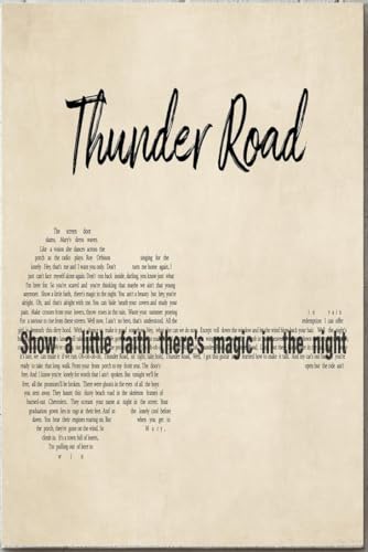 YAASIMOULE Thunder Road Poster Music Gallery Canvas Wall Art Gift For Bruce Springsteen Fan The E Street Band Pop Lover Wrapped Framed Idea Prints