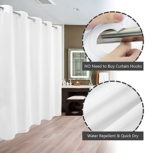 River Dream No Hook Long Shower Curtain or Liner Soft Microfiber - 75" Length Fabric Shower Curtain Liner Set, Machine Washable & Water Repellent, White, 71x77 by River Dream - Image 2