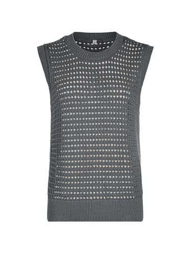 Image of SuperPrity Women's Sweater Vest Sleeveless Crochet Sheer Knit Sweater Tank Casual See Through Crewneck Sweater