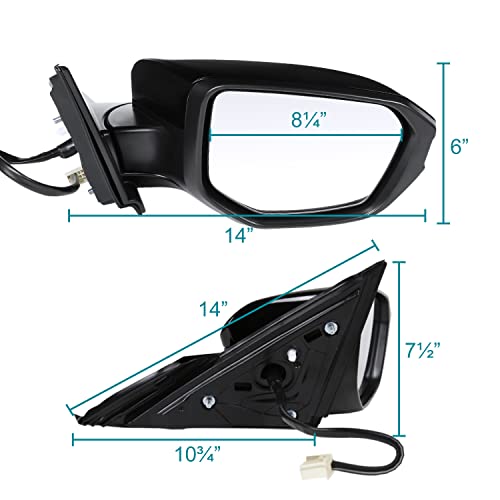 Spec-D Tuning Black 5-Pin Power Fold Heated Right Passenger Side Mirror Compatible with 2016-2021 Honda Civic - Thumbnail 3