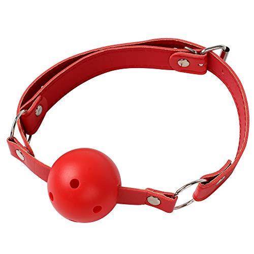 Adjustable Leather Collar Open Mouth (Red)