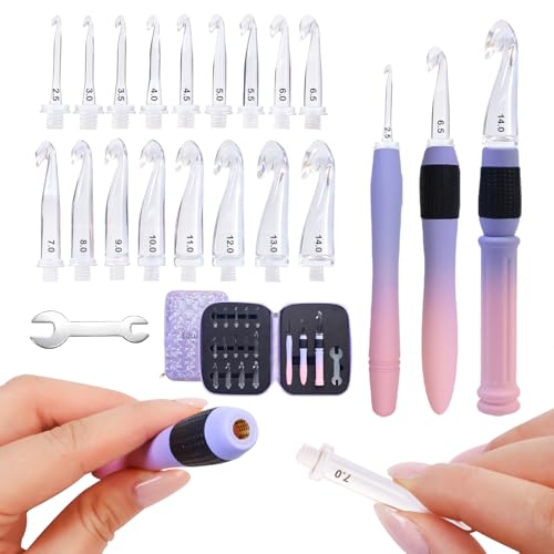 Lewhoo 17 Sizes Ergonomic Crochet Hook Set