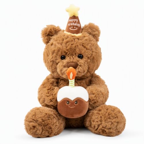 Image of Kuwuarg Teddy Bear with Birthday Cake Design, 30cm Cuddly Plush Toy