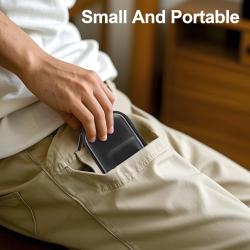 Image of squishy Carrying Case for OSMO Action 5 Pro /4 /3, Waterproof PU Leather Travel Bag with Plush Lining, Compact Storage Box with 4 Lens Caps, Black 10x7x4.5cm, Black