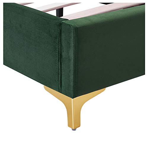 CARO-Möbel Polsterbett Glamour mit edlem Samtbezug in grün Doppelbett Bettgestell 140x200 cm im Barockstil, inkl. Lattenrahmen