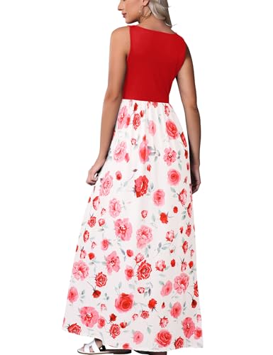 Image of Bluetime Women's Summer Boho Sleeveless Floral Print Tank Long Maxi Dress (S-3XL)