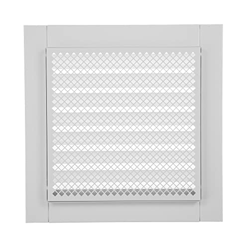 12" X 12" White Vent Cover - Galvanized Steel - Industrial Square Air Vent Louver - Metal Soffit Vent With Screen - Mesh - Squared Vent Grille For House Or Garage Wall #TOP1