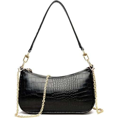 Bolsa De Mão Feminina Pequena Festa Formatura Baguete Corrente (Preto)