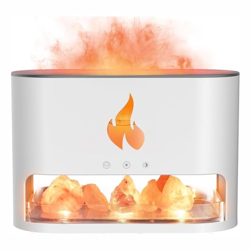 Image of KIMEE Flame Aroma Diffuser & Ultrasonic Humidifier - 250ml Cool Mist Fragrance Machine with 7 Color LED Night Light, Realistic Fire Effect, Timer & Auto-Off for Home, Office & Bedroom