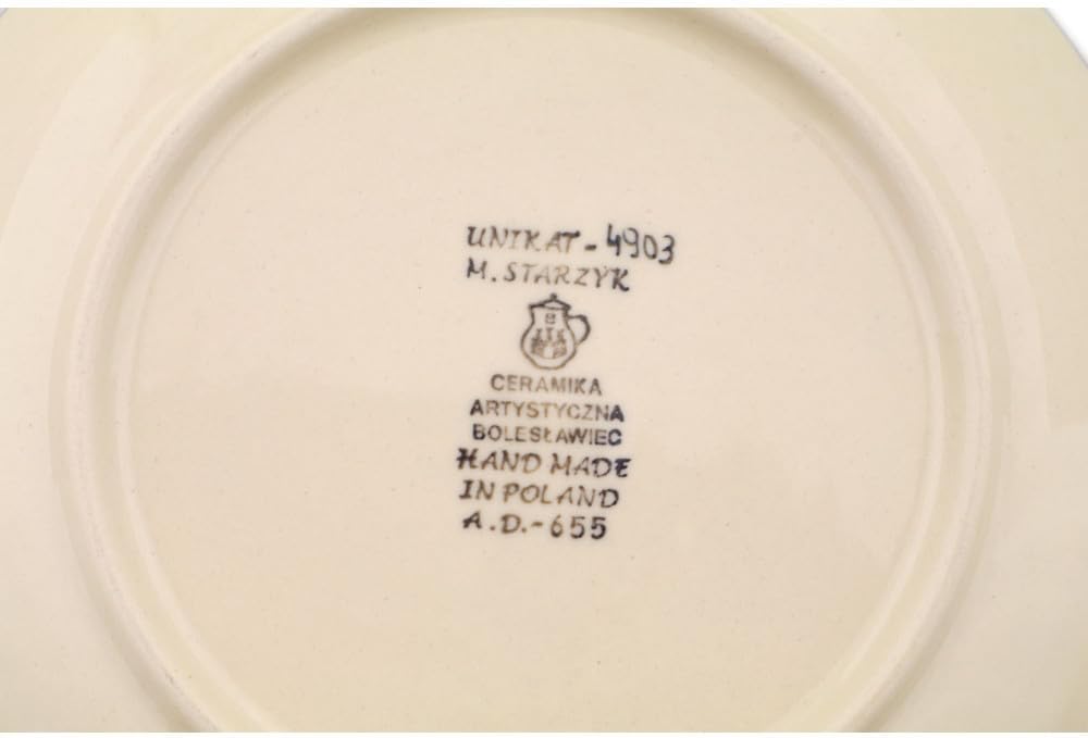 Polmedia Polish Pottery Dessert Plate UNIKAT - Blossom Breeze Pattern Handmade in Boleslawiec Poland by Ceramika Artystyczna + Certificate of Authenticity