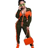 Womens Windbreaker Jacket & Pants Tracksuit Two Piece Outfit for women, Lightweight 2 Piece Zip Fron