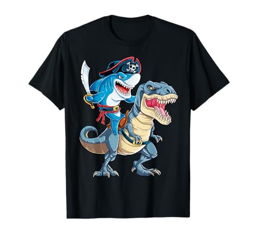 Shark Pirate Dinosaur T rex - Camiseta para niños y hombres Camiseta