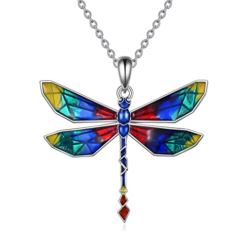 YAFEINI Dragonfly Pendant Necklace 925 Sterling Silver Dragonfly Jewelry Gifts for Women