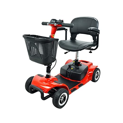 Emotor Folding 4 Wheel Mobility Scooter for Adults Seniors, Weight Capacity 265lbs Stable Scooter 13 Miles Long Travel Range, Foldable Electric Drive Device with Headlights for Trip