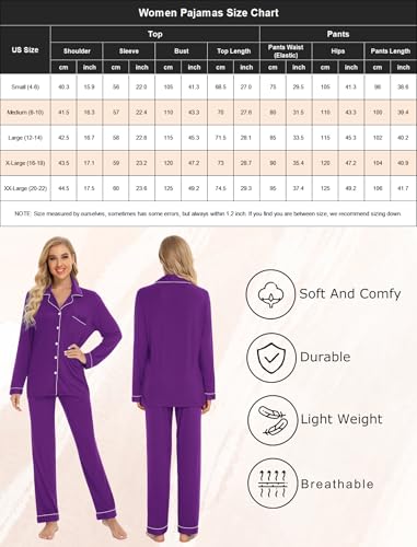 Image of Pjmlifecoco Pajamas Set Long Sleeve Womens Button Down Sleepwear Two Piece Nightwear Soft Pj Lounge Sets S-XXL