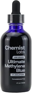 Methylene Blue 1% Solution | 99.99% USP-Grade Liquid Drops Mitochondrial & Cellular Support 4oz 120ml Formaldehyde-Free Made in USA