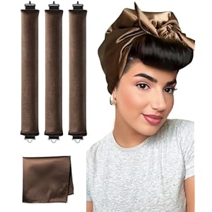 Velvet Overnight Curls Heatless Hair Curler No Heat Satin Heatless Curling Rods Foam Sponge Hair Rollers for Short Long Hair to Sleep in Care Styling Tools – Brown