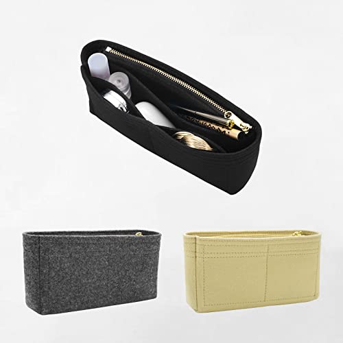 Felt Insert Purse Organizer With Zipper Fit Gg Marmont Matelasse Shoulder Bag, Organizer Handbag Tote Liner Pouch For Women Inner Bladder Bag Storage Bag (Mini, Black) #TOP6