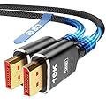 Highwings 80Gbps Displayport Cable 2.1 6.6FT, 16K@60Hz, 8K@120Hz, 4K@240Hz, DP 2.1 Cable 16K Braided Cord, Compatible with HDR10 DSC 1.2a, G-Sync FreeSync Gaming PC, Gaming Monitor 5090, AMD 7900XTX