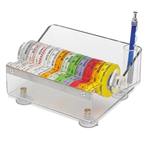 Image of Acrylic Medication Label Tape Dispenser Holds 12 Rolls 7.5in W x 6in D x 4in H