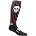 MOXY Socks Knee-High Black with Red Pinstripes Skater WAR SKULL Skater Socks