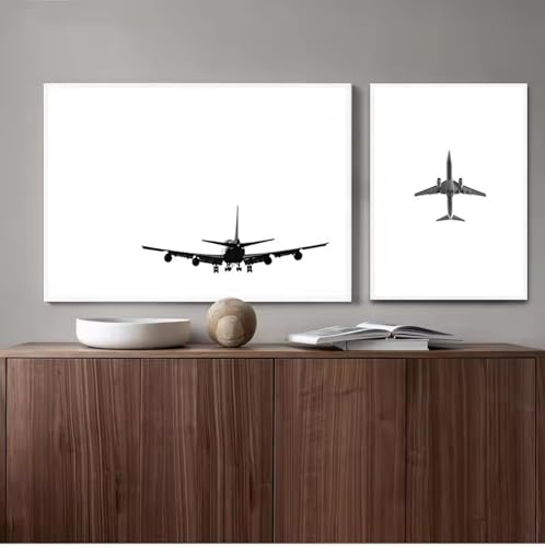 Grandes affiches et impressions avion noir et blanc tableau décoratif scandinave