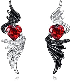 Angel Devil Earrings Sterling Silver Demon Angel Wings Black and White Drop Earrings Birthday Jewellery Gifts for Women