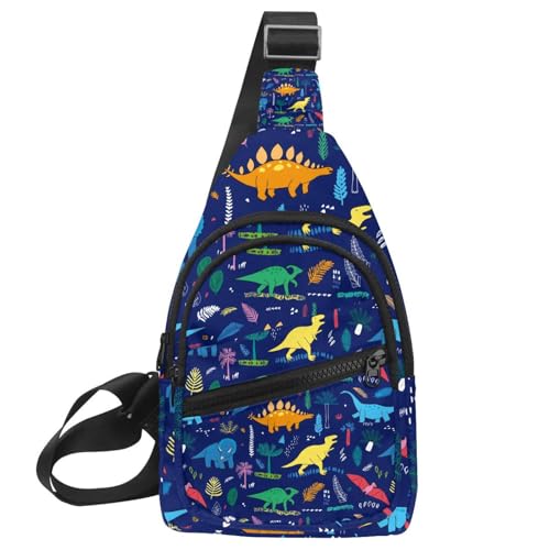 Sac à dos à bandoulière imprimé dinosaure multicolore compact