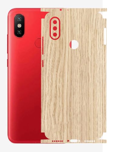 Image of AtOdds - Full Body Back Screen Guard Protector Film - Wooden Textured Lamination Wrap Skin Sticker Compatible with Xiaomi Mi A2 | Scratchproof Matte Finish (Design - Light Wood)