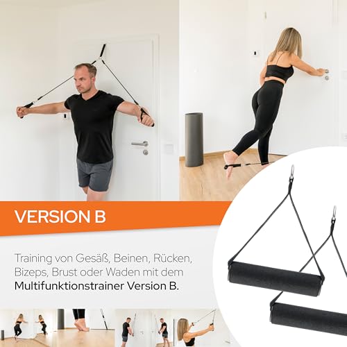PLORADE Multifunktionstrainer | Fitnessgerät für zuhause | Überarbeitete Version | Krafttraining Aller großen Muskelgruppen | Einstellbarer Widerstand | MIT Anleitung UND ÜBUNGEN