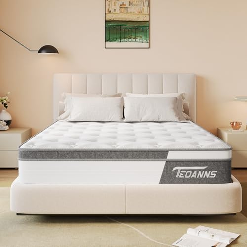 Queen Mattress, TEOANNS 10 inch Queen in a Box with Innerspring Hybrid, Memory Foam Mattress Mattress Queen Size with Pressure Relief & Supportive