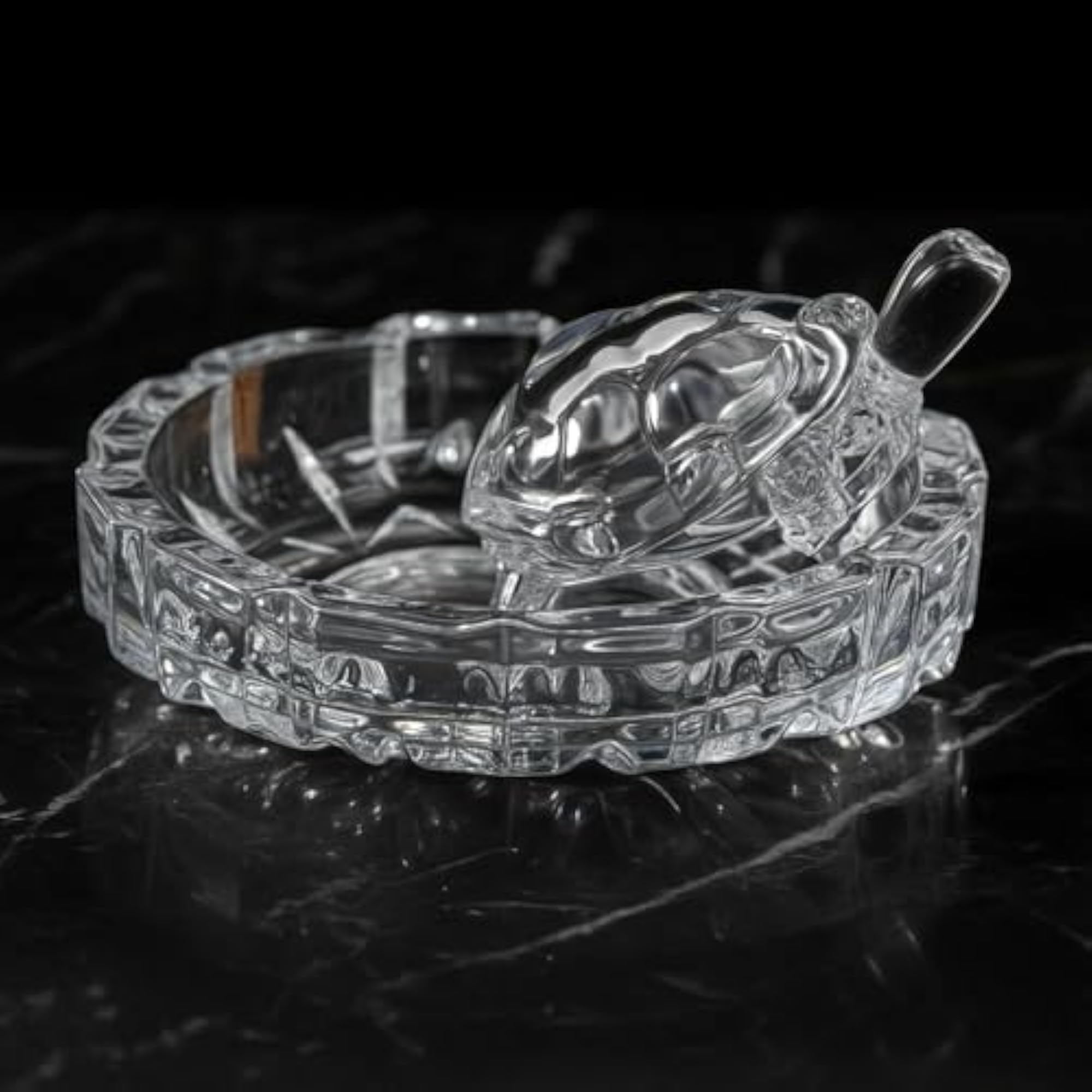 Crystal Turtle Ashtray, Decorative Glass Tray