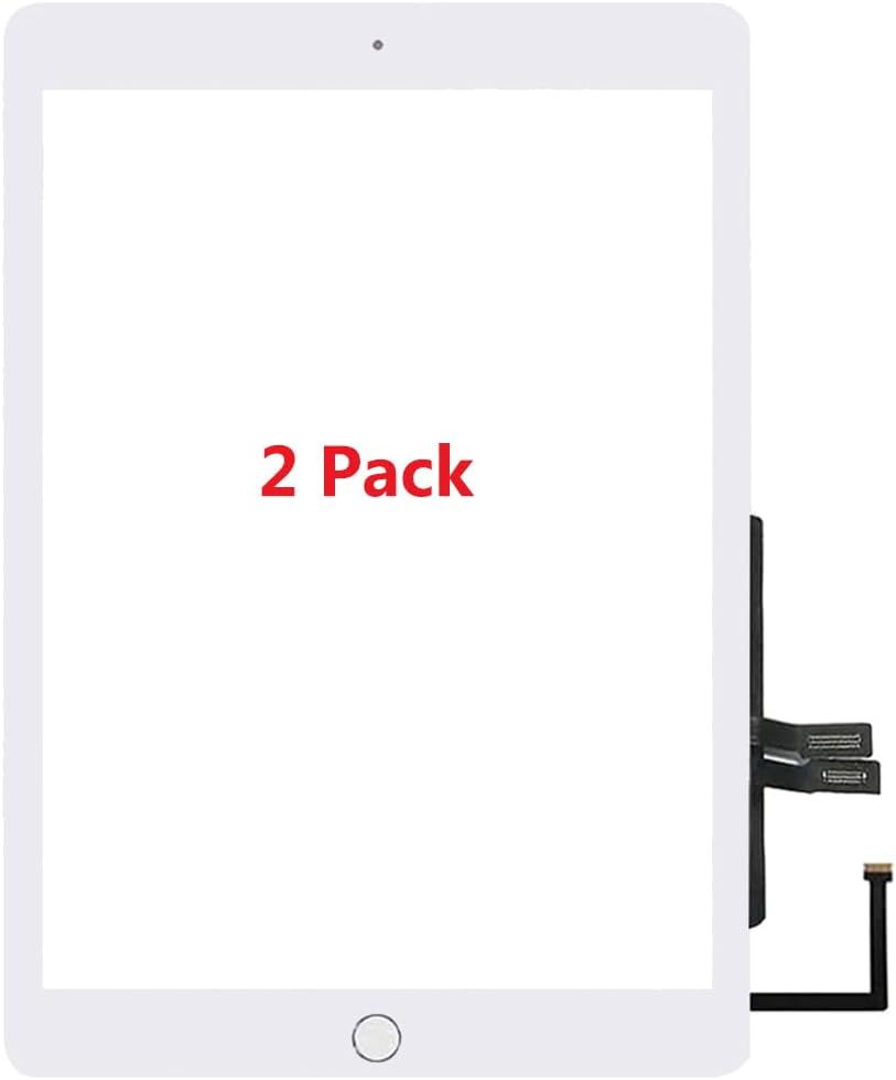 for iPad 6 6th Gen Screen Replacement A1893 A1954 2018 2 Pack Digitizer 9.7 Inch, for iPad 6th Generation Touch Glass with Home Button (White)