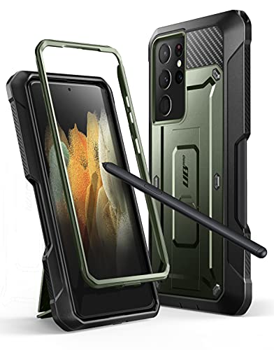 SUPCASE for Samsung Galaxy S21 Ultra 5G Case with Satnd & Belt Clip (Unicorn Beetle Pro), [S Pen Slot] [Military-Grade Protection] Heavy Duty Phone Case Without Built-in Screen Protector, Guldan
