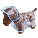 WQCMH Wasserdichter Hundemantel, Regenjacke, Haustierkleidung, Welpenregenmantel, Transparenter Kapuzenpullover Für Hunde, Hundekleidung, Hunderegenmantel(Blau,M)