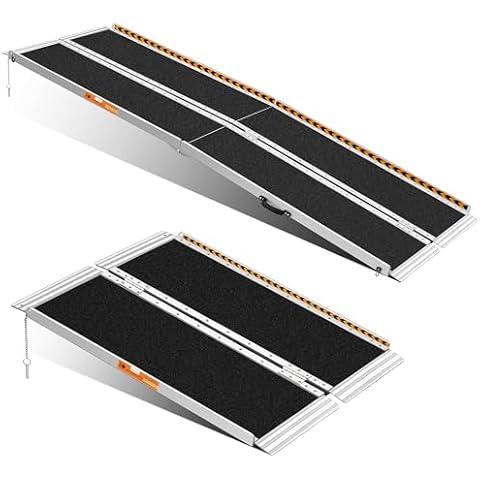 TaiH Leo 3FT & 8FT Wheelchair Ramps, 800 LBS Capacity Wheel Chair Ramp, Portable Wheelchair Ramp Scooter Ramp, for Home, Steps, Stairs, Doorways, Curbs Black Cover