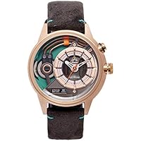 The Electricianz CaZino - Reloj de diseño para hombre, esfera con luz LED, diseño suizo, módulo eléctrico único, caja de oro rosa de 45 mm, correa de cuero gris