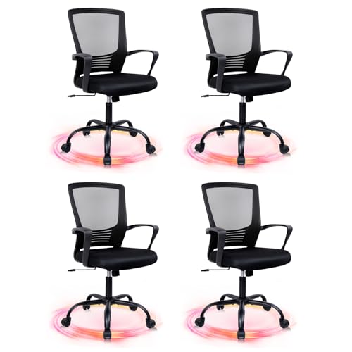 CLATINA Office Chair Ergonomic Rolling Computer Desk Chair with Lumbar Support, Mesh Swivel Executive Chairs with Armrest Wheels for Home Conference Room, Black 4 Pack CLATINA Office Chair Ergonomic Rolling Computer Desk Chair with Lumbar Support, Mesh Swivel Executive Chairs with Armrest Wheels for Home Conference Room, Black 4 Pack