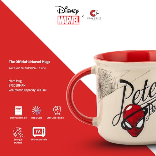 Image of Clay Craft - Official Compatible with Marvel Spider-Man Printed Mug | Fine Ceramic Coffee /Milk Mug, 400 ml | Cartoon Superhero Gift for Kids & Adults | Microwave & Dishwasher Safe